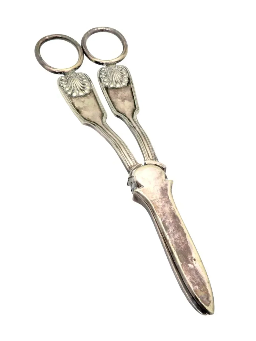 Antique Victorian 1800s Kings Pattern Silver Plated Grape Scissors Shears 6.75